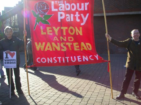 CLP Chair Greg Eglin and Treasurer Brian Madican with Leyton & Wanstead's gorgeous banner