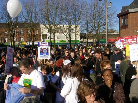 Crowd gathers at the Save Whipps Cross rally