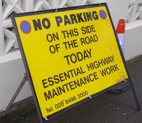 No parking today please, we're cleaning the drains! No parking today please, we're cleaning the drains!
