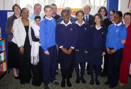 At the launch with pupils, Claire Kirwin and Headteacher Helen Jeffery