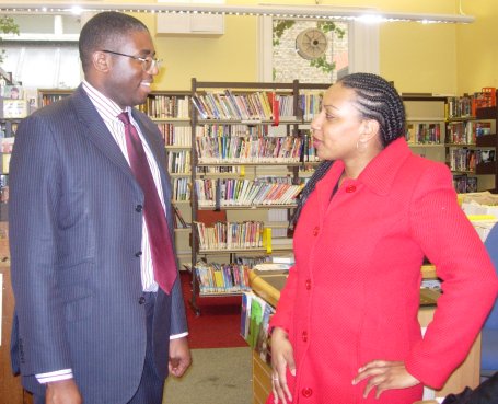Showing David around Leyton library