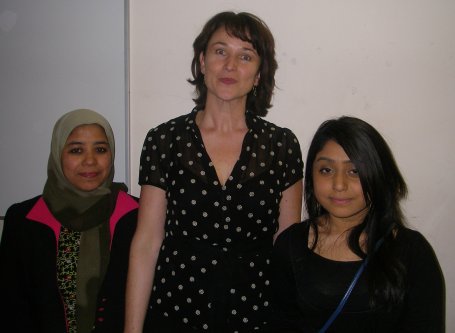 Head Racehl MacFarlane with student and mother